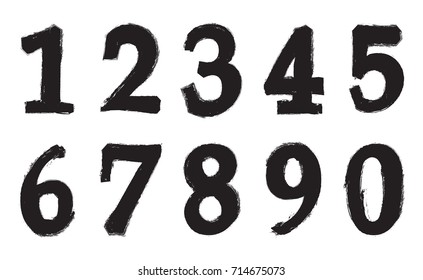 Set of grunge numbers.Vector distressed numbers.