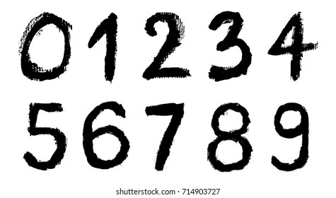 Set of grunge numbers.Vector distressed numbers.