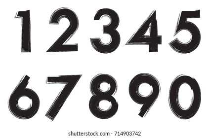 Set of grunge numbers.Vector distressed numbers.