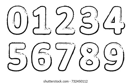 Set of grunge numbers.Vector distressed numbers.