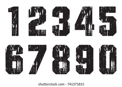 Set of grunge numbers.Vector distressed numbers.