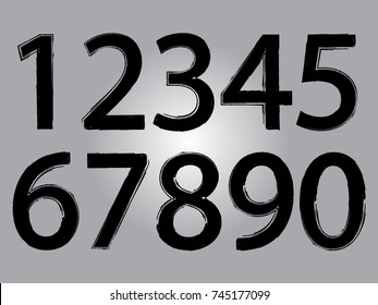 Set of grunge numbers.Vector distressed numbers.