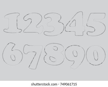 Set of grunge numbers.Vector distressed numbers.
