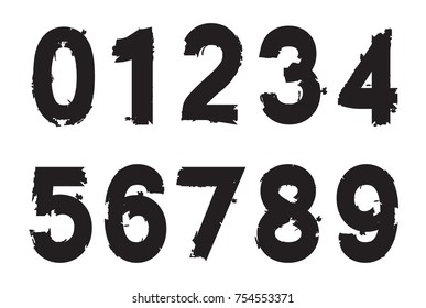 Set of grunge numbers.Vector distressed numbers.