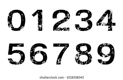 Set of grunge numbers.Vector textured numbers.