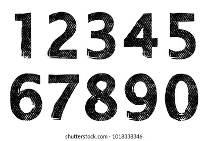 Set Of Grunge Numbers.Vector Textured Numbers.