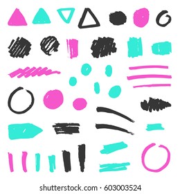 Set of grunge objects. Vector hand drawn illustration