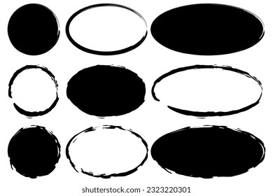 Set of grunge oval frames. Vector illustration. stock image.