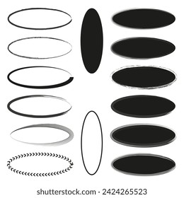 Set of grunge oval frames. Vector illustration. EPS 10.