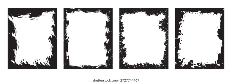 Set of Grunge overlay frame and torn paper effect frame collection.