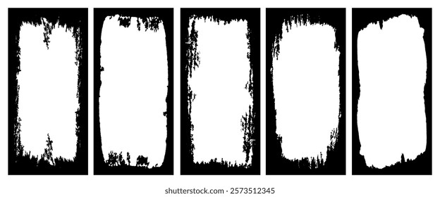 Set of grunge overlay texture frame, Frames in grunge style.  torn paper effect or dirty paint brush stroke background. Vector grunge border,  Vector illustration
