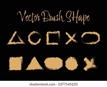 set of grunge paint brush shape elements on white background.