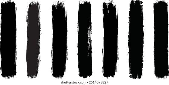 Set of grunge paint brush strokes, grungy lines, frames, artistic design elements. grunge textured paint brush stroke vectors.