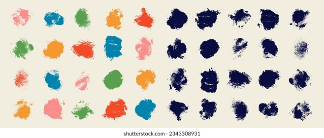 Set of grunge paint, ink brush strokes. Vector dry brush collection. Trendy brush stroke for colored, black ink paint, grunge backdrop, dirt banner, watercolor design, dirty texture, abstract shapes.
