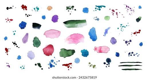 set of grunge paint, ink brush strokes. brush collection isolated on white background. Trendy brush stroke for black ink paint,grunge backdrop, dirt banner,watercolor design and dirty texture