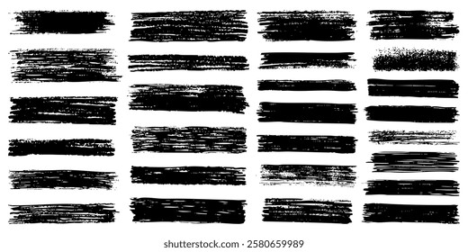 set of grunge paint, ink brush strokes. brush collection isolated on white background. Trendy brush stroke for black ink paint,grunge backdrop, dirt banner,watercolor design and dirty texture.