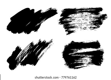 Set of grunge paint ink brush strokes, brushes, frames. Collection of freehand drawing dirty artistic painted design elements backgrounds,  isolated. Vector.