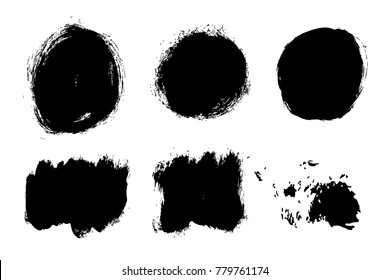 Set of grunge paint ink brush strokes, brushes, frames. Collection of freehand drawing dirty artistic painted design elements backgrounds,  isolated. Vector.