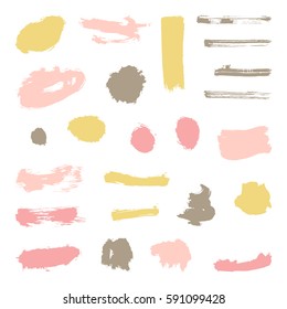 Set of grunge paint objects. Vector isolated on white