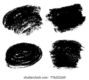 Set of grunge paint stripe. Brush stroke. Distressed banner black paintbrush collection modern textured shape. Dry border in black bulge lines. Vector illustration. Isolated on white background