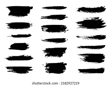 Set mit farbigem Pinsel. Pinselstrich mit Tinte. Vektorgrafik