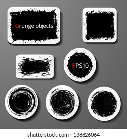 Set of grunge paper-cut elements with realistic shadows. Vector illustration.