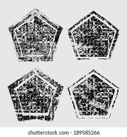 Set of grunge pentagrams