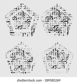 Set of grunge pentagrams