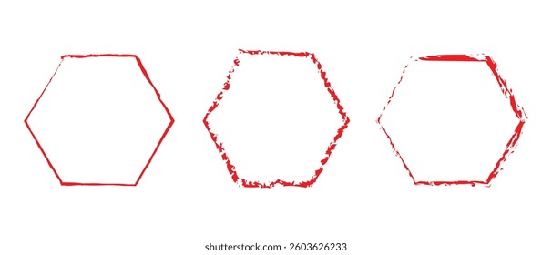 set of grunge polygon and hexagon photo frame icon. grunge photo frame on white background.