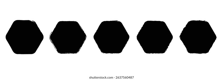 set of grunge polygon and hexagon photo frame icon. grunge photo frame on white background. Vector Illustration . EPS 10 . 