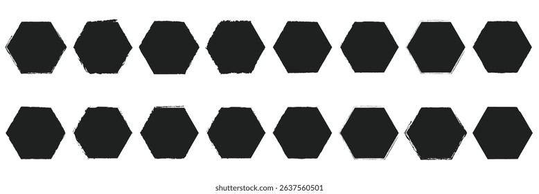 set of grunge polygon and hexagon photo frame icon. grunge photo frame on white background. Vector Illustration . EPS 10 . 
