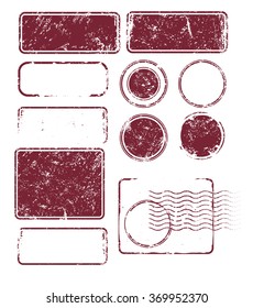 Set of Grunge Post Stamps. Vector illustration. EPS 10