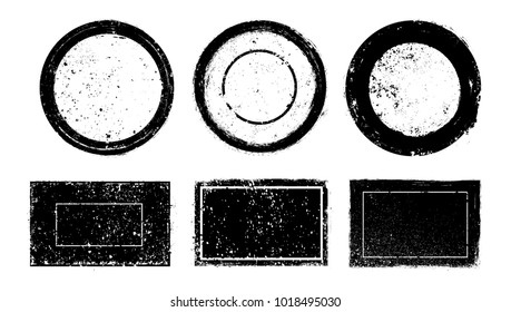 Set of grunge post stamps.Vector distress banners.
