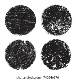 Set of grunge post stamps.Vector distress banners with overlay textures.