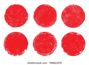 Set of grunge post stamps.Vector distress round shapes.banners.