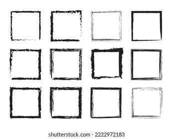 Set of grunge rectangle borders shapes suitable for frame and etc