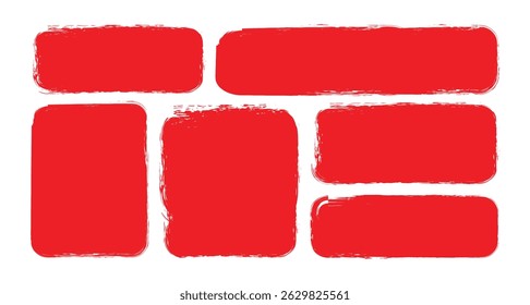 Set of grunge rectangle frames icon. Brush frame rough rectangle box shape set. Text box frame rough grunge square, oval paint shape element. vector illustration. 