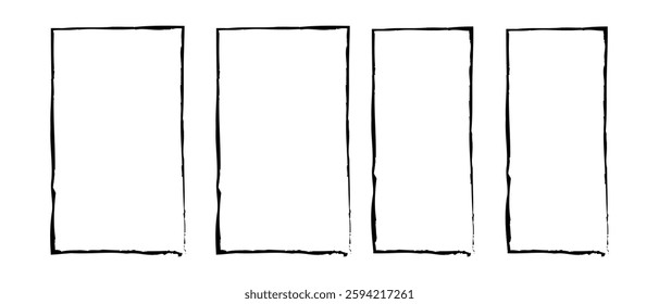 set of grunge rectangle photo frame icon design. Abstract and retro picture grunge rectangle photo frame icon set on white background. vector illustration.