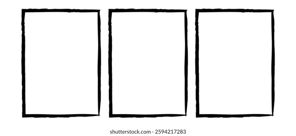 set of grunge rectangle photo frame icon design. Abstract and retro picture grunge rectangle photo frame icon set on white background. vector illustration.
