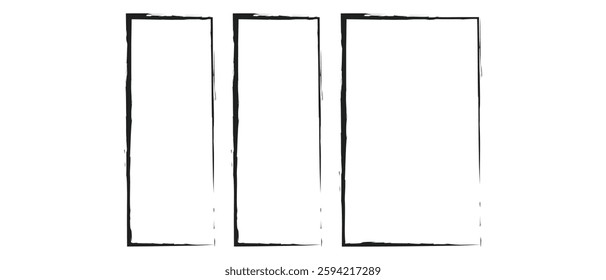 set of grunge rectangle photo frame icon design. Abstract and retro picture grunge rectangle photo frame icon set on white background. vector illustration.