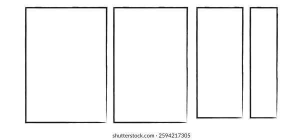 set of grunge rectangle photo frame icon design. Abstract and retro picture grunge rectangle photo frame icon set on white background. vector illustration.