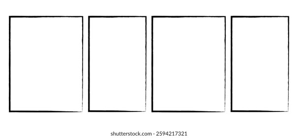 set of grunge rectangle photo frame icon design. Abstract and retro picture grunge rectangle photo frame icon set on white background. vector illustration.