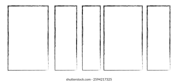 set of grunge rectangle photo frame icon design. Abstract and retro picture grunge rectangle photo frame icon set on white background. vector illustration.