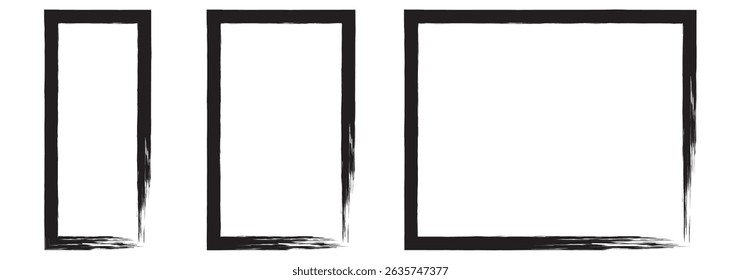 Set von farbigen Rechteck Foto Frame Icon Design. Abstraktes und Retro-Bild farbiges Rechteck Fotorahmen Symbol auf weißem Hintergrund gesetzt. Vektorgrafik. 