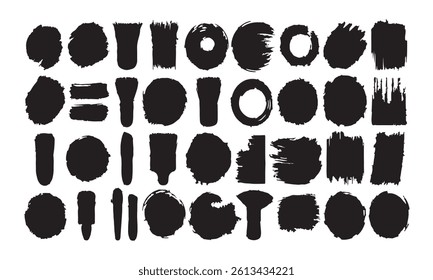 Set of grunge rectangle strokes. Set of painted black stripes. Lines isolated on white background. Black paint hand drawn texture.