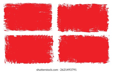 Set of grunge rectangular template backgrounds. Red grunge. Grunge textures, rectangular frame, grunge box and black dirty texture. Rectangle shapes.	