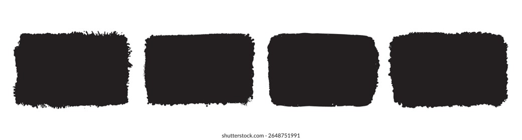 Set of grunge rectangular textures. Torn Paper Frames, shapes of ripped papers silhouettes isolated on white background. Vector illustration