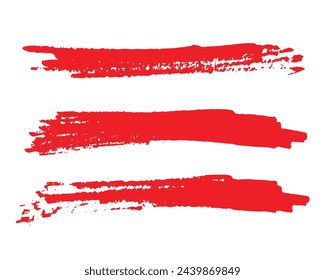 Set von Grunge roten Pinselstrich isoliert auf weißer, freier Hand Vektor-Illustration