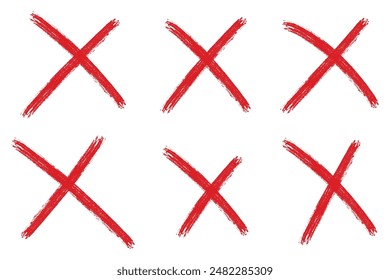 Set of grunge red cross x letter on white vector illustration design element