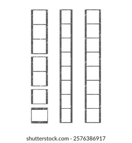 Set Of Grunge Retro Film Strips Vector Design.